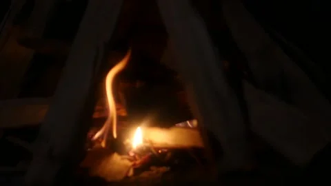 Bonfire at the Night Stock Footage 90056494