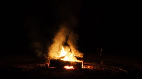 Bonfire at night Stock-Footage 114630912