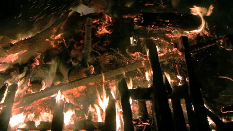 Bonfire at night Stock Footage 133137860