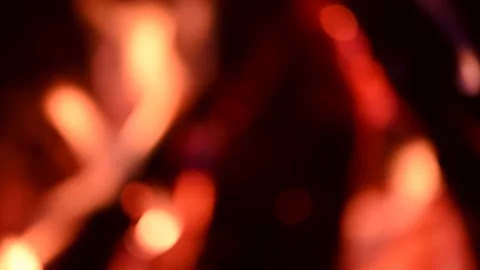 Bonfire at night, logs are burning, sparks are flying. Fire flame close-up. 스톡 동영상 201670549