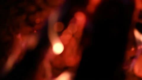 Bonfire at night, logs are burning, sparks are flying. Fire flame close-up. Stock Footage 202154353