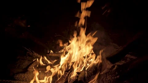 Bonfire at night, slide movement. 4K Stock Footage 133199524
