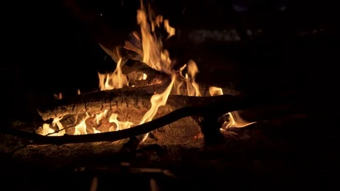 Bonfire at night, slide movement. 4K Vídeos de archivo 133331874