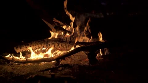 Bonfire at night, slide movement. 4K Vídeo Stock 136449363
