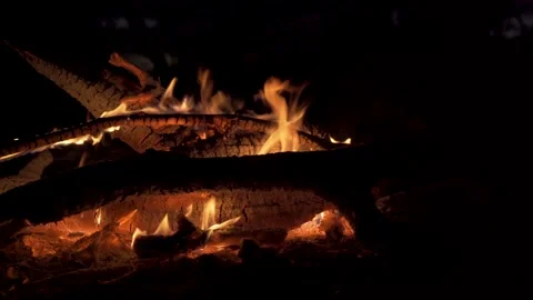 Bonfire at night, slide movement. 4K Stock Footage 137375626