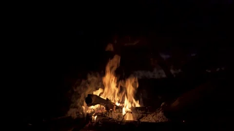 Bonfire at night, slide movement. 4K Stock Footage 139925720