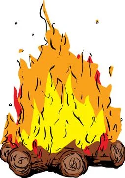 Bonfire or campfire with hot flames Stock Illustration