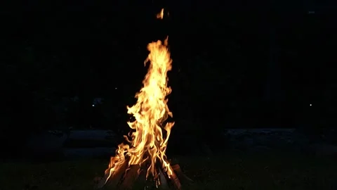 Bonfire radiating warmth and light in the night sky Stock Footage 288495380