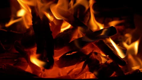 Bonfire from Red Charcoals Stock-Footage 145661293
