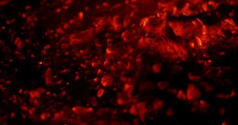 Bonfire Red Hot Coals Blowing With A Lot Of Sparkles Stock Footage 99127934