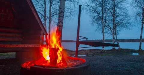 Bonfire by the river. Time Lapse Stock Footage 155086978