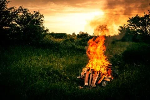 Bonfire scenery Stock Photos