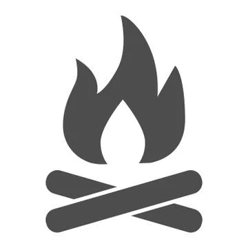 Bonfire solid icon, picnic concept, campfire sign on white background, Wooden Stock Illustration