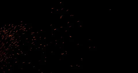 Bonfire Sparkles On Black Background Wide Shot Stock Footage 99129063