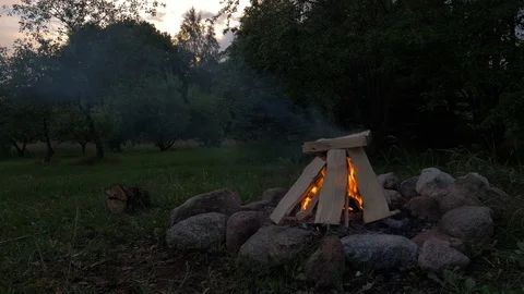 Bonfire startingto burn Stock Footage 93174005
