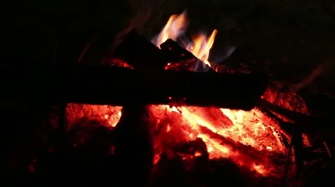 Bonfire in the summer evening Stock Footage 48917964