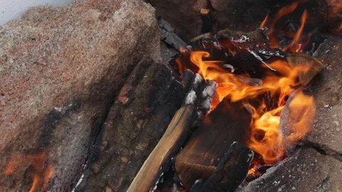 Bonfire at sunny day. Stock Footage 73980487