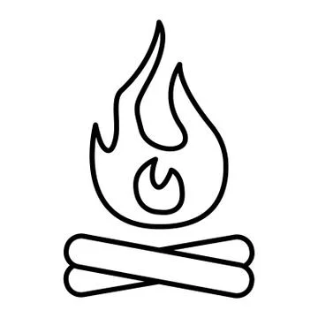 Bonfire thin line icon. Fire vector illustration isolated on white. Flame Stock Illustration