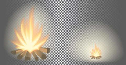 Bonfire with transparent effects on plaid background. Illustrazione stock