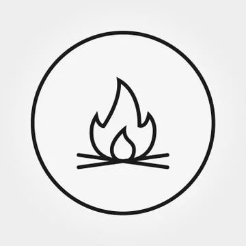 Bonfire. Universal Icon. Vector. Editable Thin line. Stock Illustration
