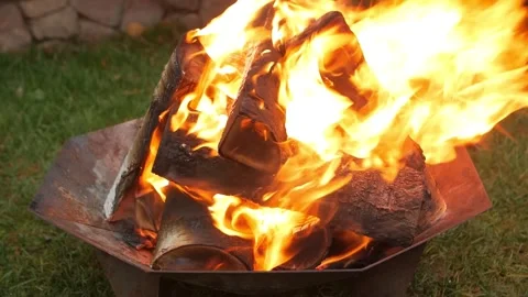 Bonfire In The Yard Stock Footage 146141558