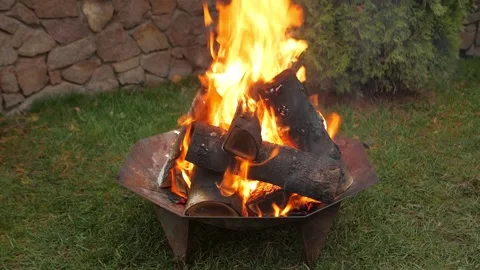 Bonfire In Yard Stock Footage 146143442