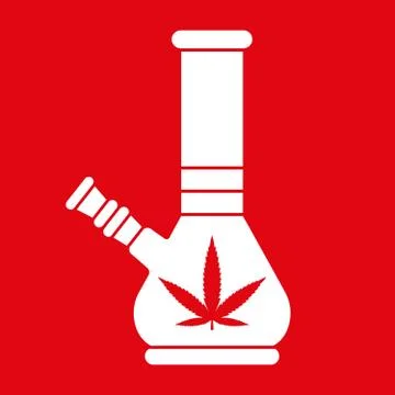 Bong flat illustration on a red background. Stock Illustration
