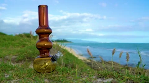 Bong in Hawaii with diamond head Stock Footage 83228756