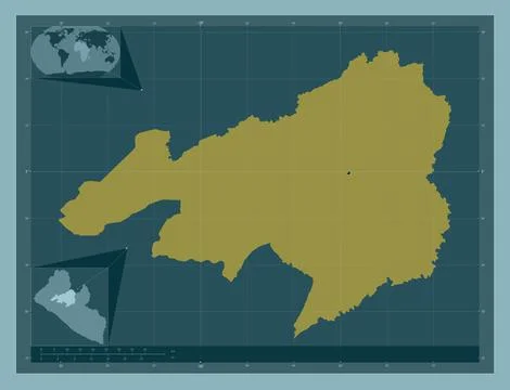Bong, Liberia. Solid color shape. Locations of major cities of the region イラスト素材