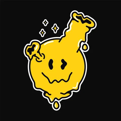 Bong with melt smile face emoji logo. Vector hand drawn doodle cartoon character Stock Illustration
