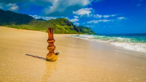 Bong on the sandy beach Stock Photos