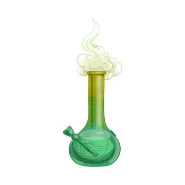 Bong with smoke. Vintage vector hatching hand drawn illustration Stock Illustration