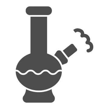 Bong solid icon, Smoking concept, glass water pipe sign on white background Stock Illustration