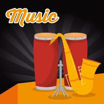 Bongo drum with saxophone Illustrazione stock