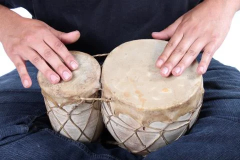 Bongo drumming hands Stock Photos