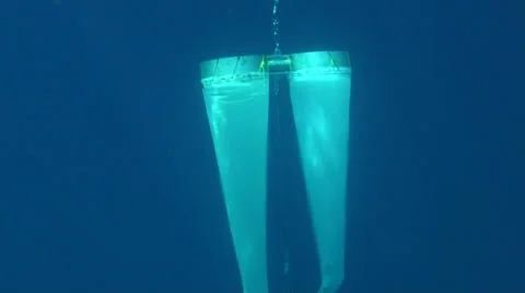 Bongo nets used to take samples of ocean microorganisms. Underwater view Stock Footage 36465790