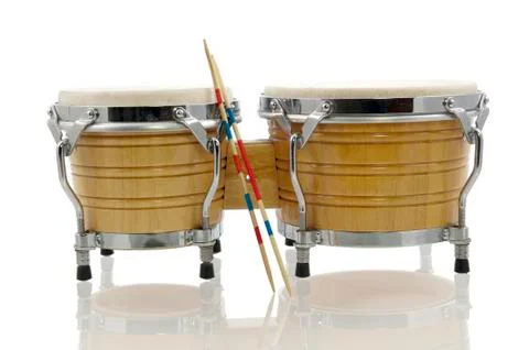 Bongo set with drum sticks Stock Photos