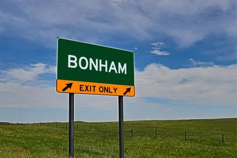 BONHAM US Highway Exit Only Sign Stock Photos