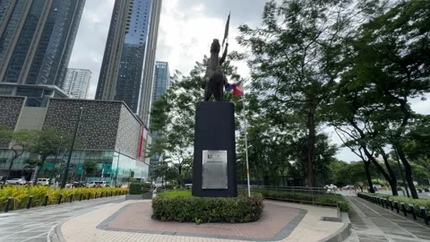 Bonifacio March Monument in Uptown BGC 4k 60fps Stock Footage 339200436