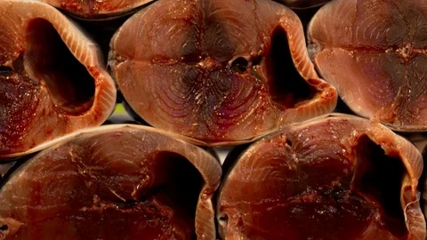 Bonito Fish On The Fish Stall Stock Footage 103845805