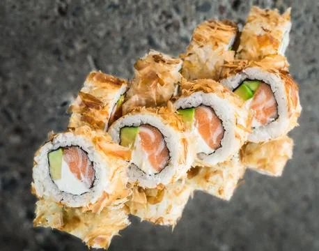 Bonito roll with salmon Stock Photos