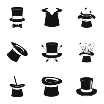 Bonnet icons set, simple style Stock Illustration