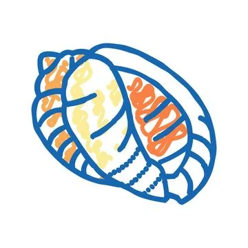 Bonnet sea shell beach icon doodle illustration Illustrazione stock