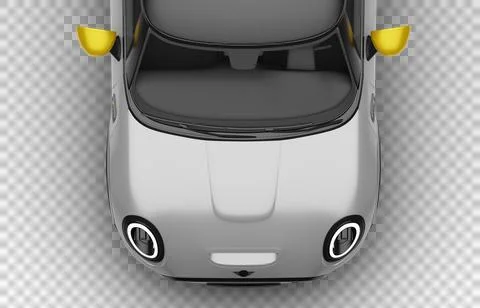 Bonnet view of the gray Mini Cooper SE Electric 2025 from top-down perspect.. Stock Illustration