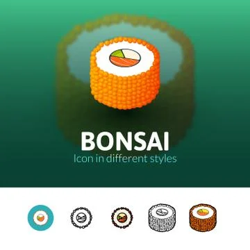 Bonsai icon in different style Stock Illustration