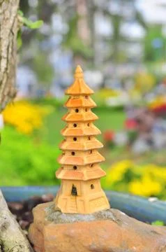 A bonsai temple tower Stock Photos