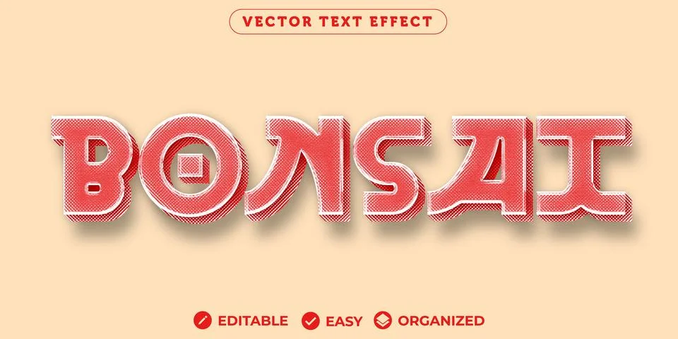 Bonsai Text Effect,Fully Editable Font Text Effect Stock Illustration