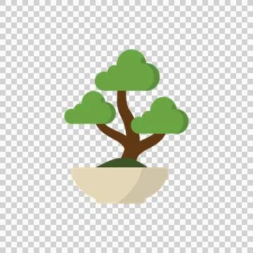 Bonsai Tree in Beige Ceramic Pot Icon for Zen and Wellness Design Stock Illustration