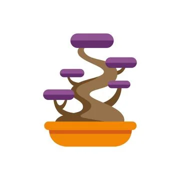 Bonsai tree flat icon on white background Ilustração Stock