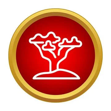 Bonsai tree icon inside red golden circle Stock Illustration